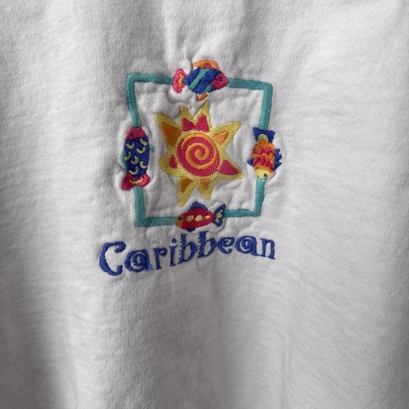 Vintage Carribean embroidered graphic sweatshirt Size Large - Picture 2 of 6